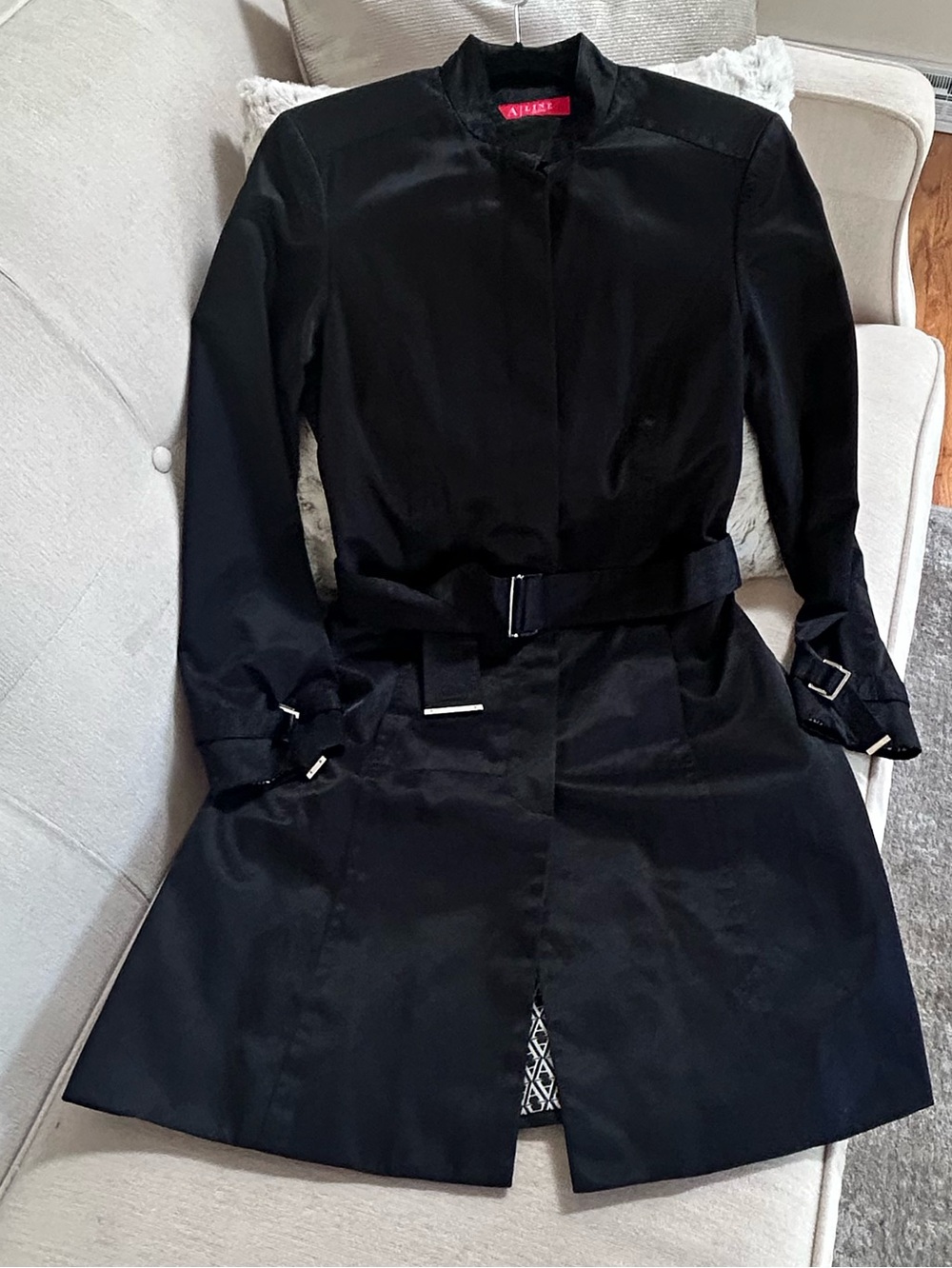 Classic Black Belted Trench Coat - Women's Tailored Outerwear